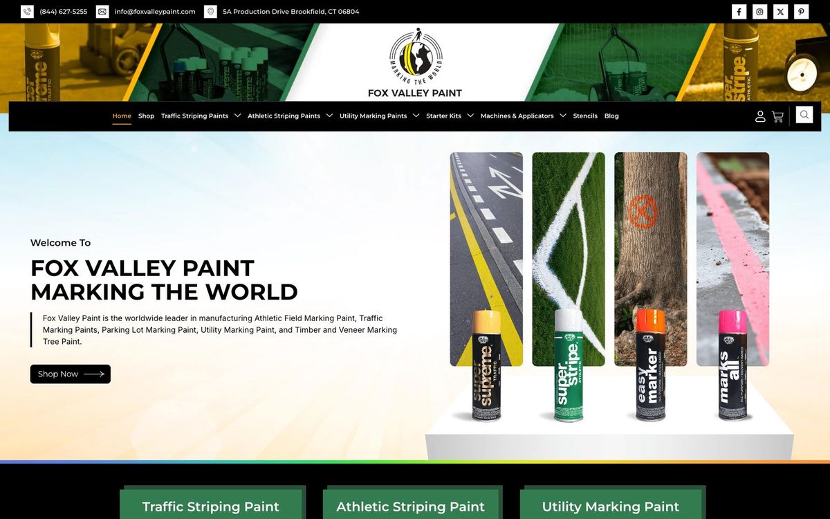 Fox Valley Paint live homepage displayed in a desktop browser mockup