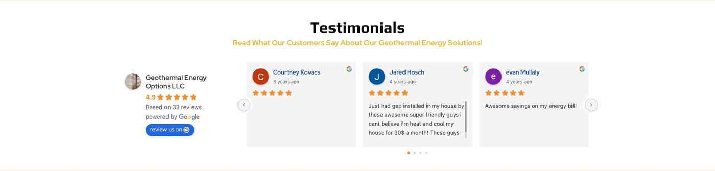 GEO-US Google reviews carousel shown on the homepage