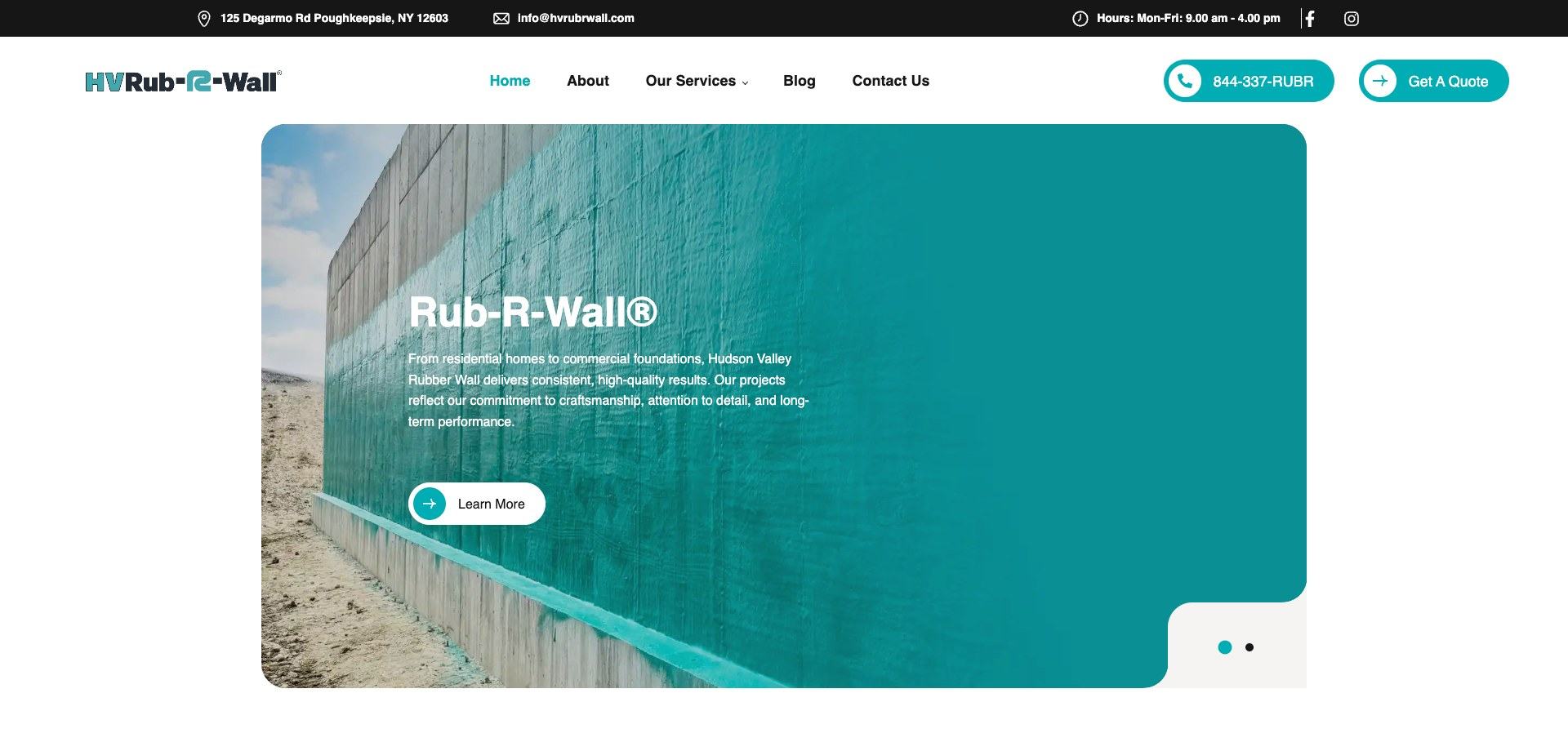 Top of the HVRub-R-Wall homepage including navigation and banner